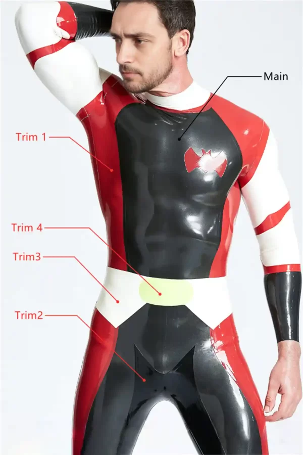 Latex Male Cdr Batwing Back Zip Catsuit