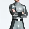 Latex Male Translucent Front Zip Romper