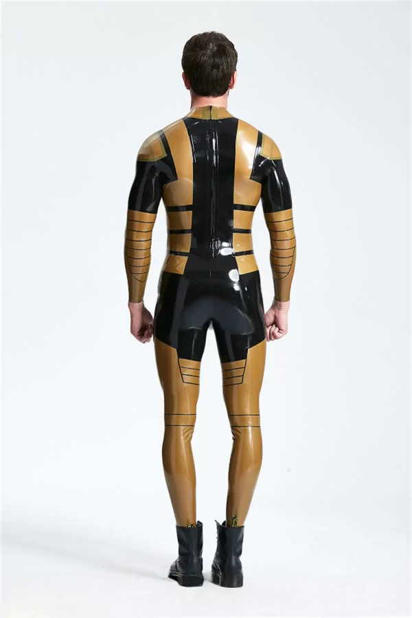 Latex Male Blazing Gold Back Zip Catsuit