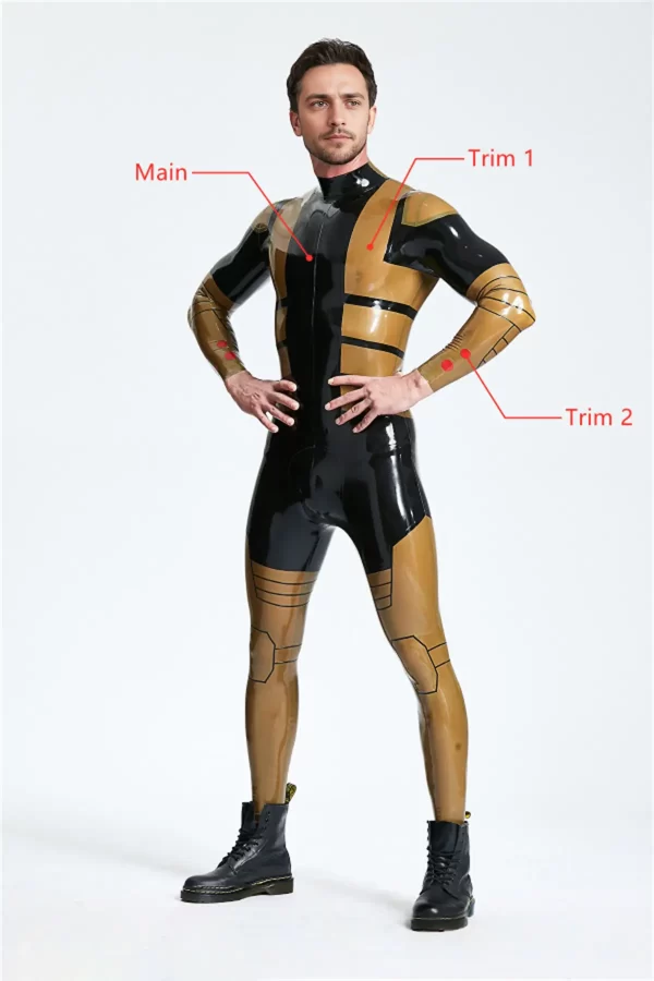 Latex Male Blazing Gold Back Zip Catsuit