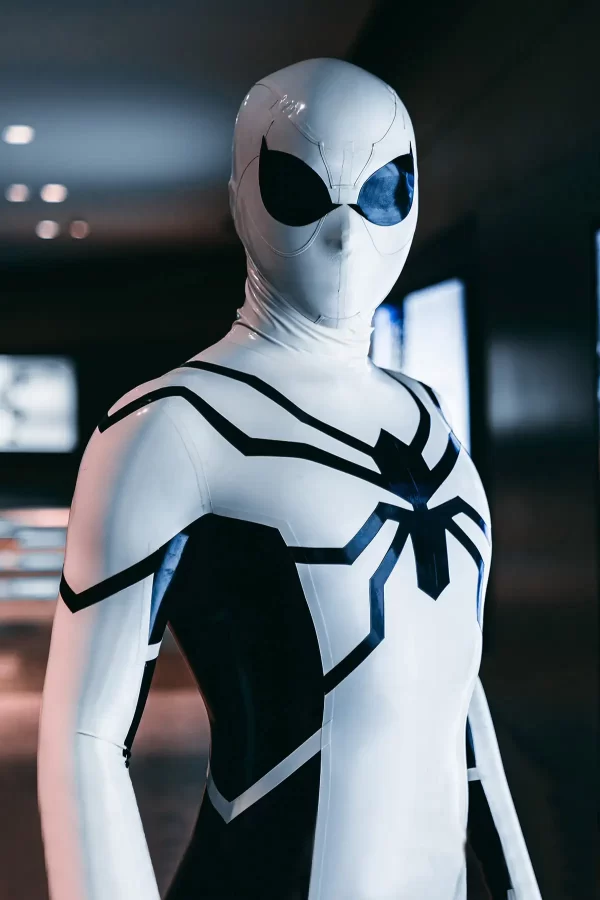 Latex Male White Steppe Spidey Catsuit