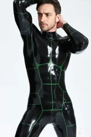 Latex Hexagonal Back Zip Latex Catsuit