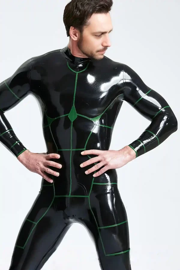 Latex Hexagonal Back Zip Latex Catsuit