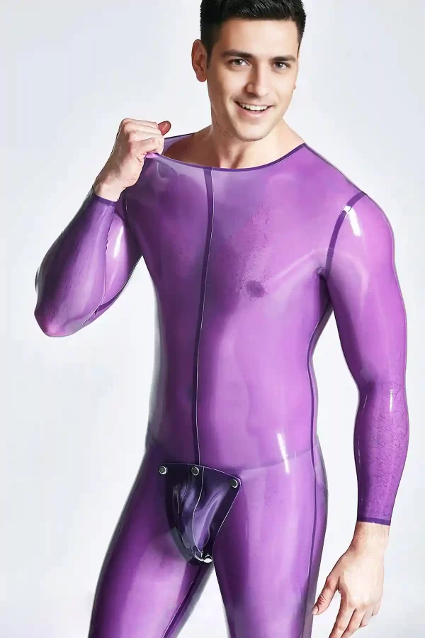 Latex Male Codpiece Neck Entry Catsuit