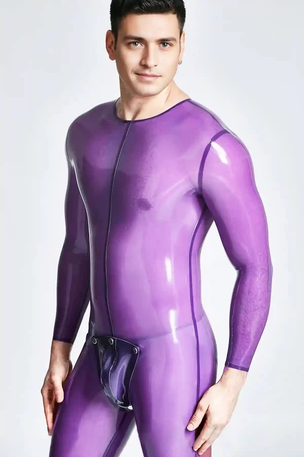 Latex Male Codpiece Neck Entry Catsuit