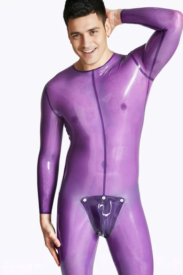 Latex Male Codpiece Neck Entry Catsuit