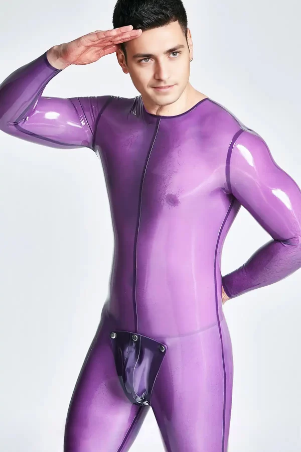 Latex Male Codpiece Neck Entry Catsuit