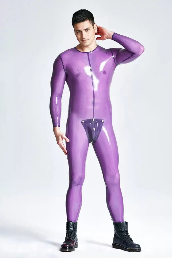 Latex Male Codpiece Neck Entry Catsuit