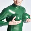 Latex Male Leaguers Baseball Look Shoulder Zip Catsuit