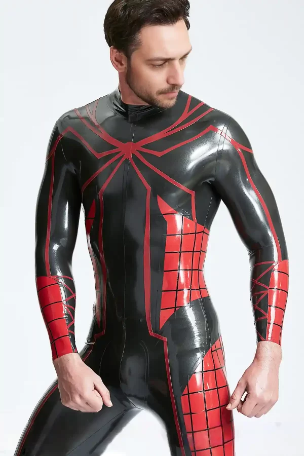 Latex Male Tangled Web Back Zip Catsuit