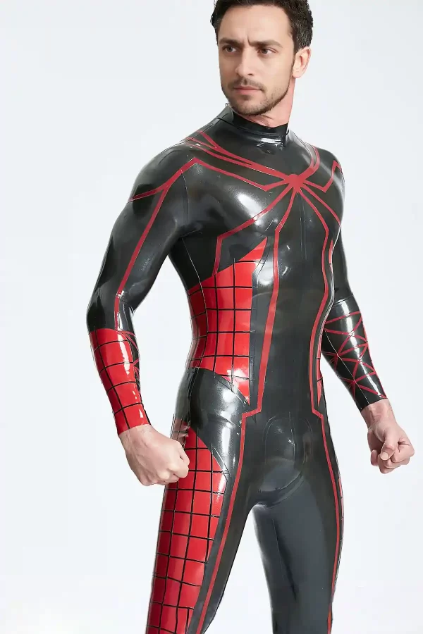 Latex Male Tangled Web Back Zip Catsuit