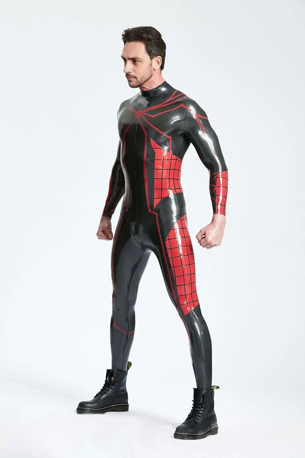 Latex Male Tangled Web Back Zip Catsuit