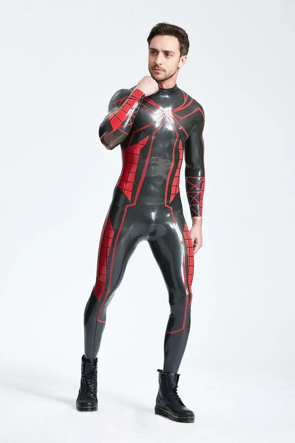 Latex Male Tangled Web Back Zip Catsuit