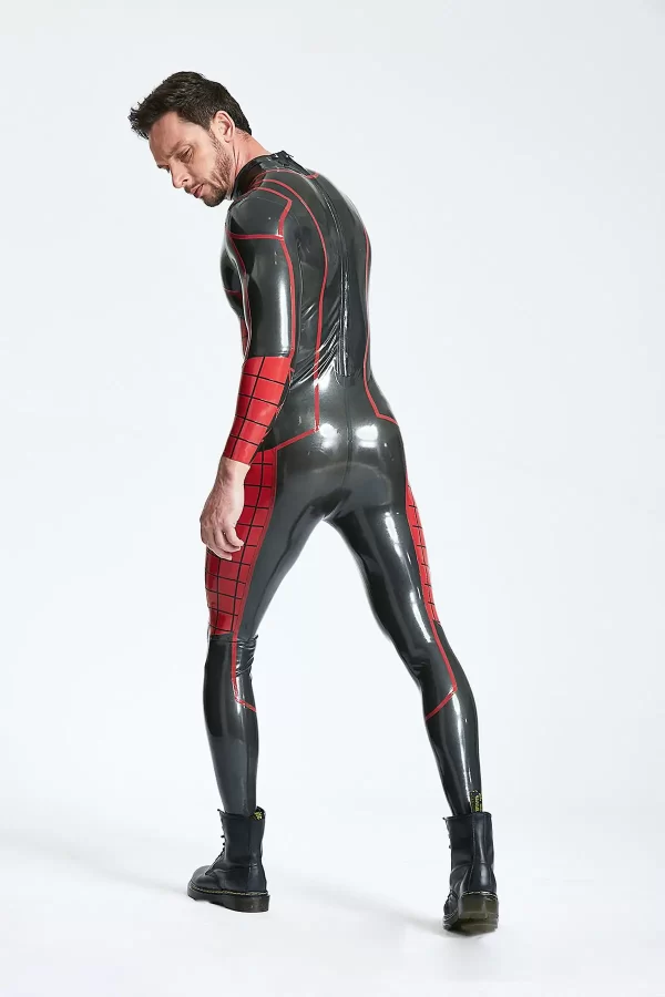 Latex Male Tangled Web Back Zip Catsuit