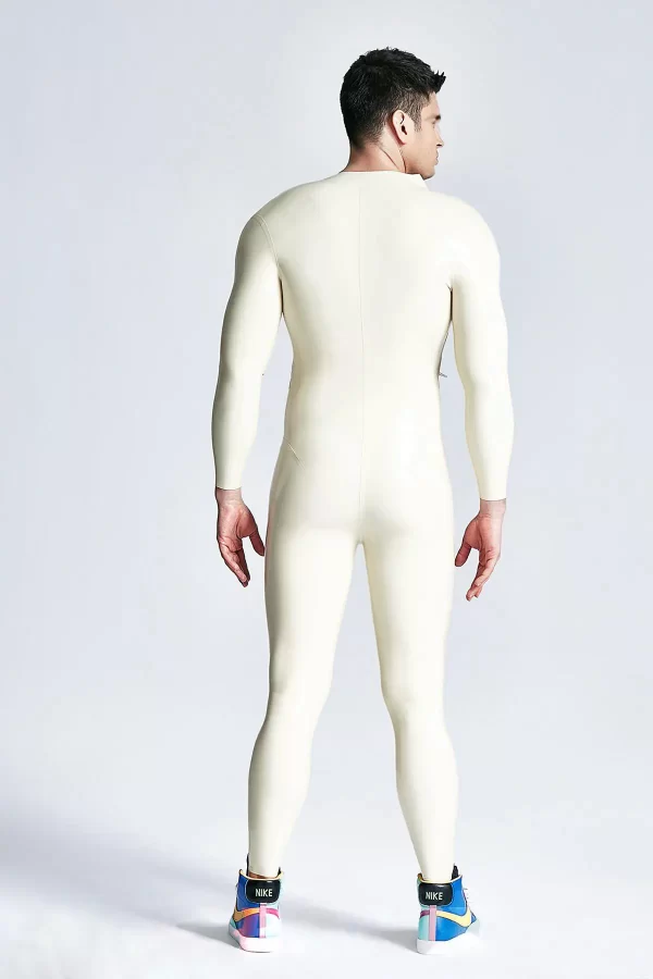 Latex Male Double-Diagonal Zip Catsuit