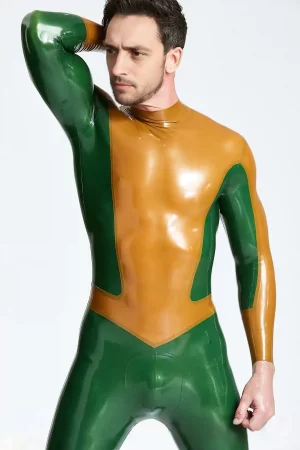 Latex Male Arrowhead Back Zip Catsuit