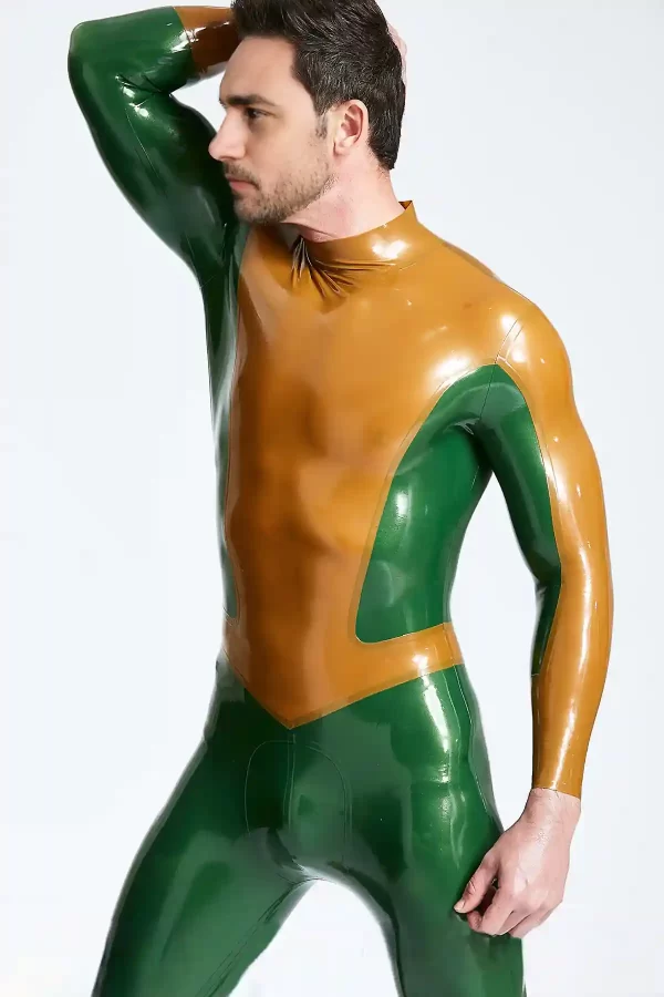 Latex Male Arrowhead Back Zip Catsuit