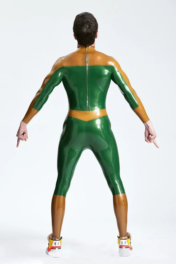 Latex Male Arrowhead Back Zip Catsuit