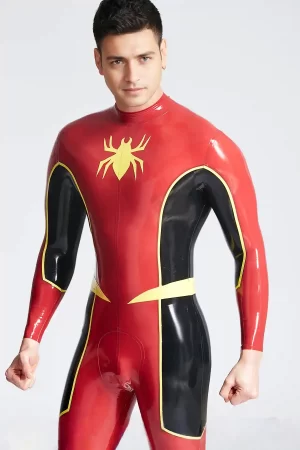 Latex Male Stagger Back Zipper Catsuit