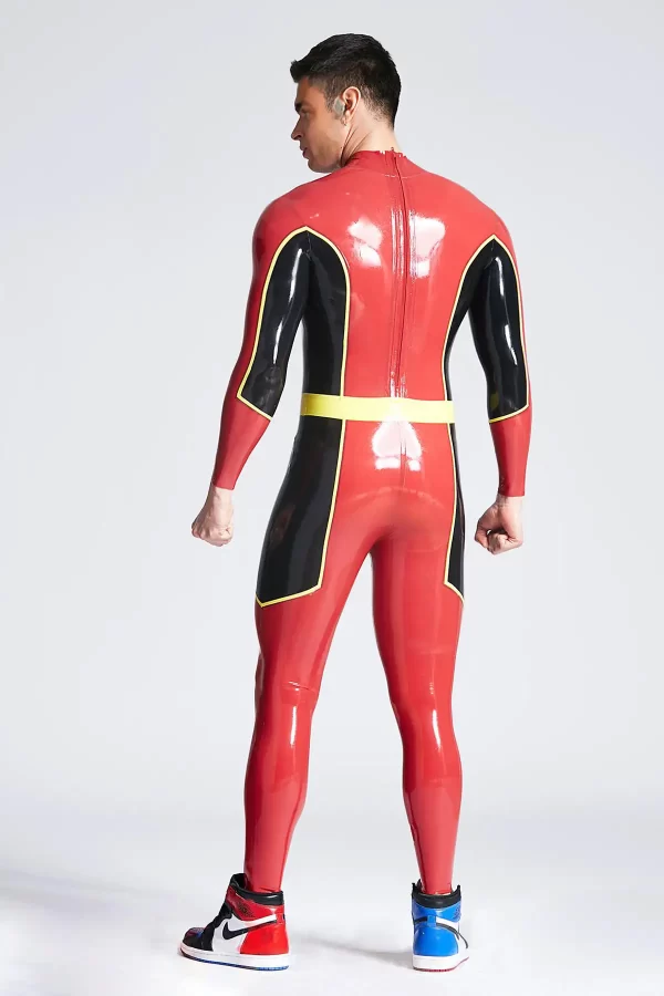 Latex Male Stagger Back Zipper Catsuit