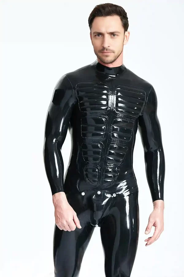 Latex Male Muscle Chest Codpiece Catsuit