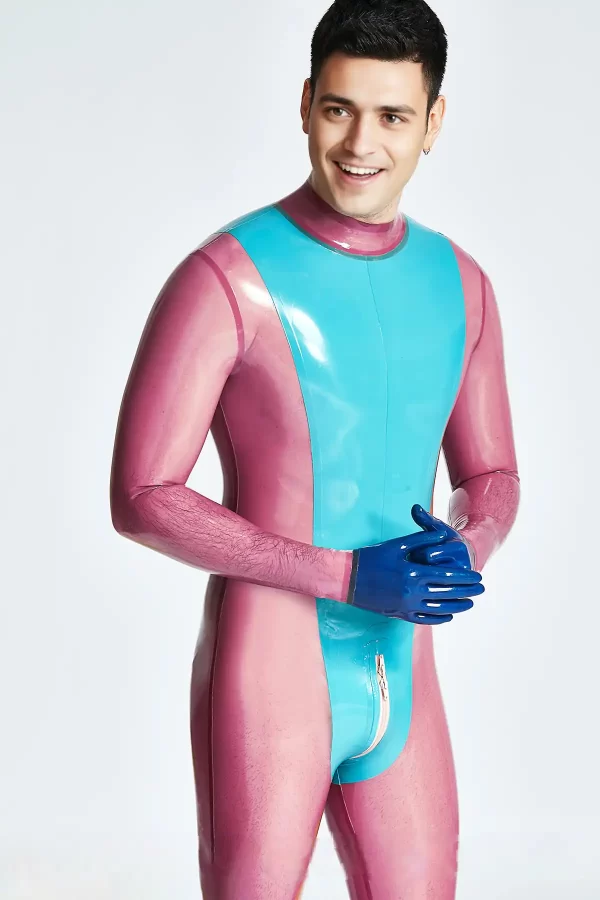 Latex Male Vulcan Neck Entry Catsuit With Feet & Gloves