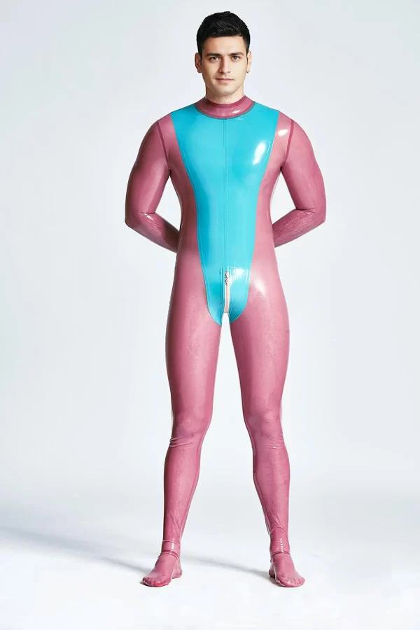 Latex Male Vulcan Neck Entry Catsuit With Feet & Gloves