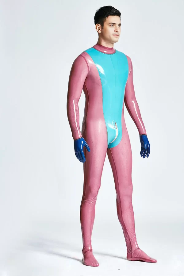 Latex Male Vulcan Neck Entry Catsuit With Feet & Gloves