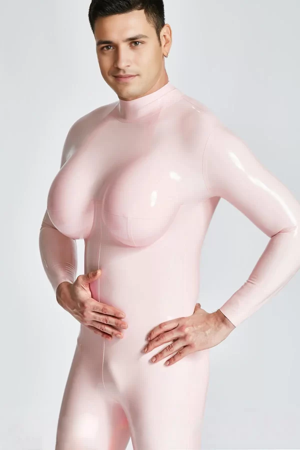 Latex Male Silicone Big Boobs Catsuit