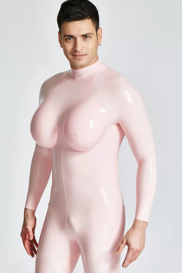 Latex Male Silicone Big Boobs Catsuit