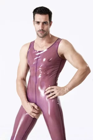 Latex Male Open Bum Singlet Suit