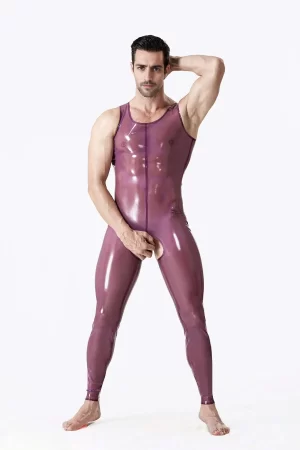 Latex Male Open Bum Singlet Suit