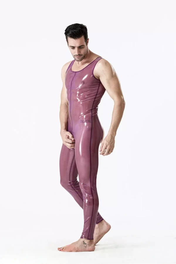 Latex Male Open Bum Singlet Suit