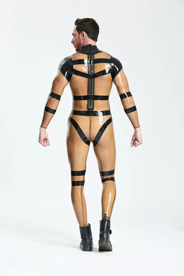 Latex Male Harnessed Translucent Catsuit