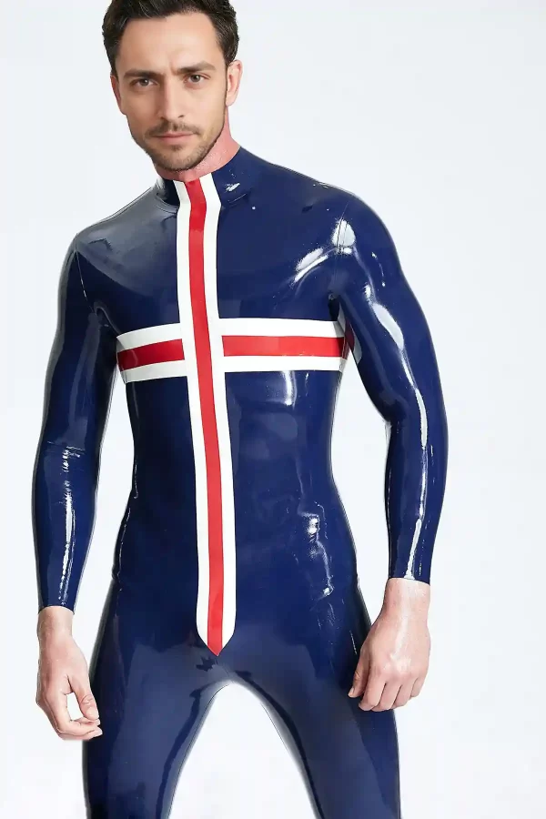 Latex Male Patriotic Cross Catsuit