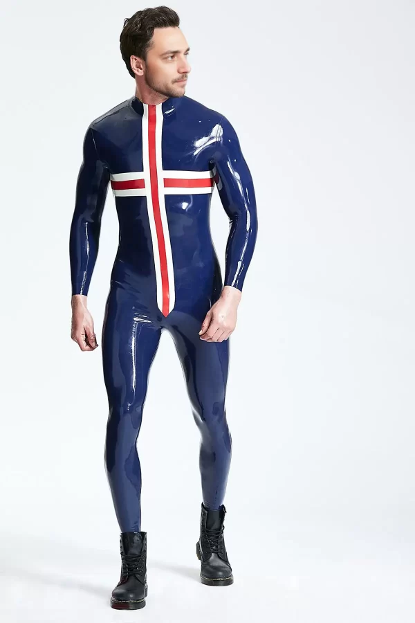 Latex Male Patriotic Cross Catsuit