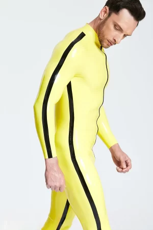 Latex Male Contrast Strips Catsuit