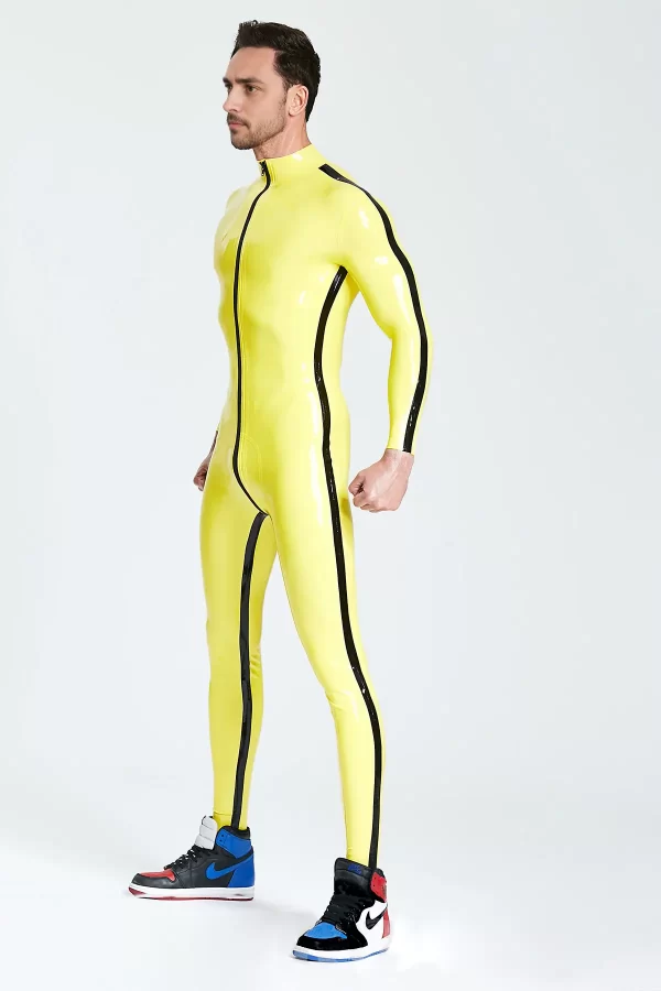 Latex Male Contrast Strips Catsuit