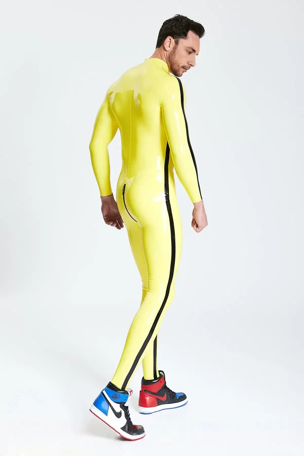 Latex Male Contrast Strips Catsuit