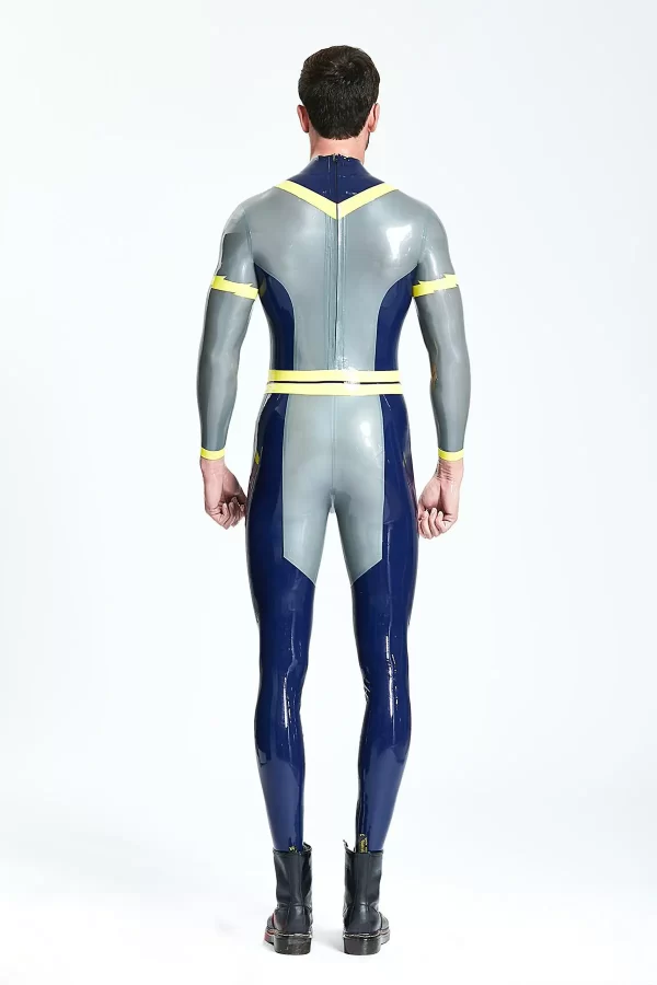 Latex Male Lightning Bolt Back Zip Catsuit