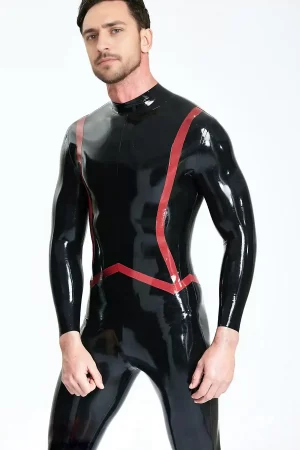 Latex Male Fishtail Stripe Catsuit