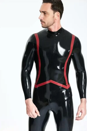 Latex Male Fishtail Stripe Catsuit