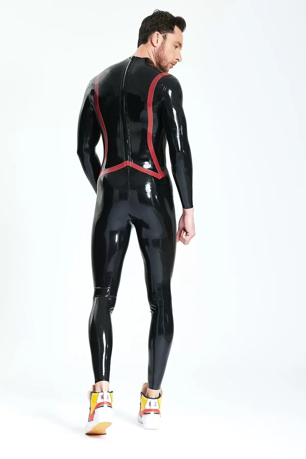 Latex Male Fishtail Stripe Catsuit