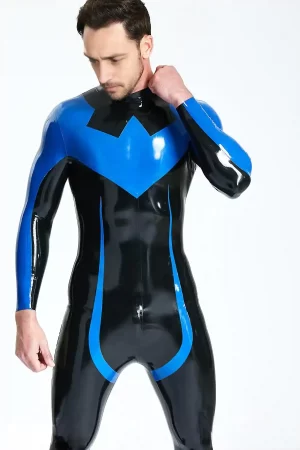 Latex Male Nightwing Catsuit With Feet