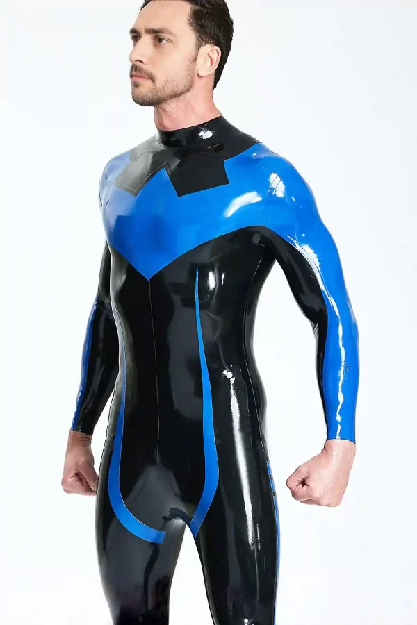 Latex Male Nightwing Catsuit With Feet