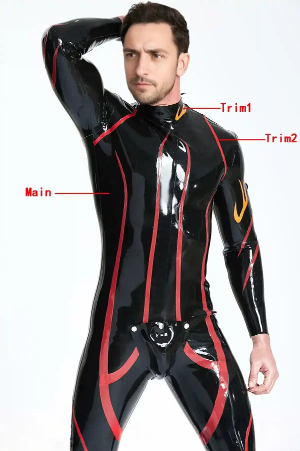 Latex Male Shoulder-zip Codpiece Catsuit