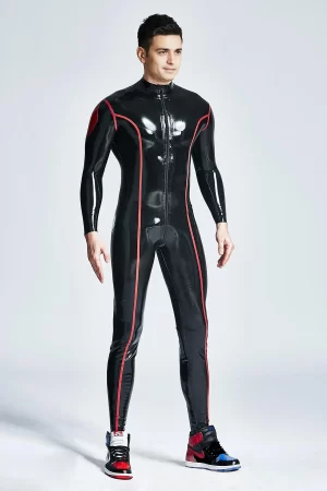 Latex Male Diamond Dude Front Through-Zipper Catsuit