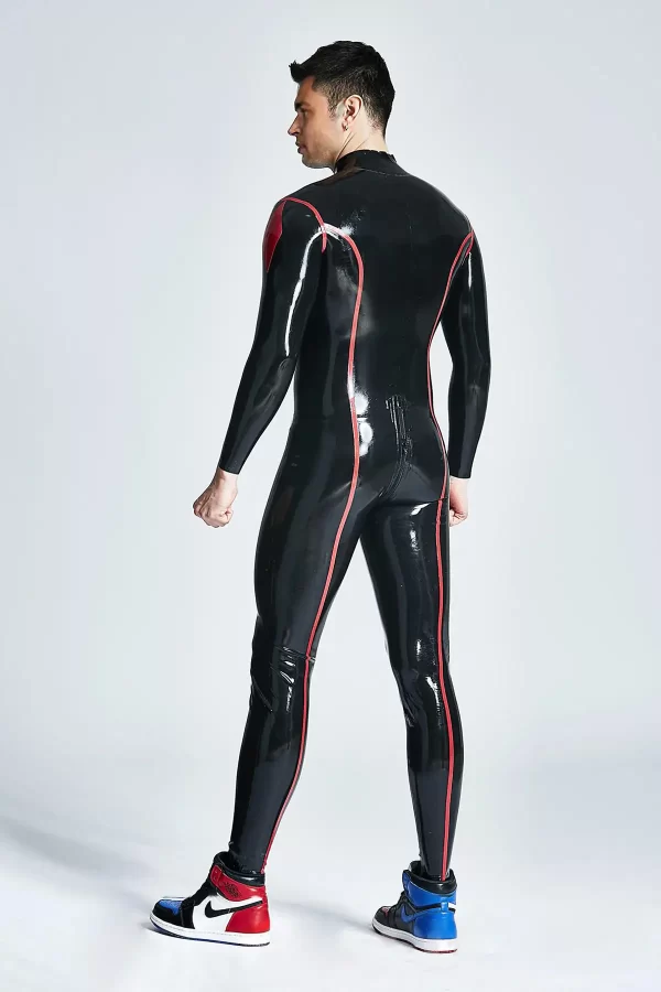 Latex Male Diamond Dude Front Through-Zipper Catsuit