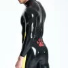 Latex Male Pencil-Striped Neck Entry Catsuit