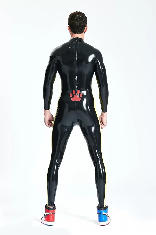 Latex Male Paw-Print Catsuit